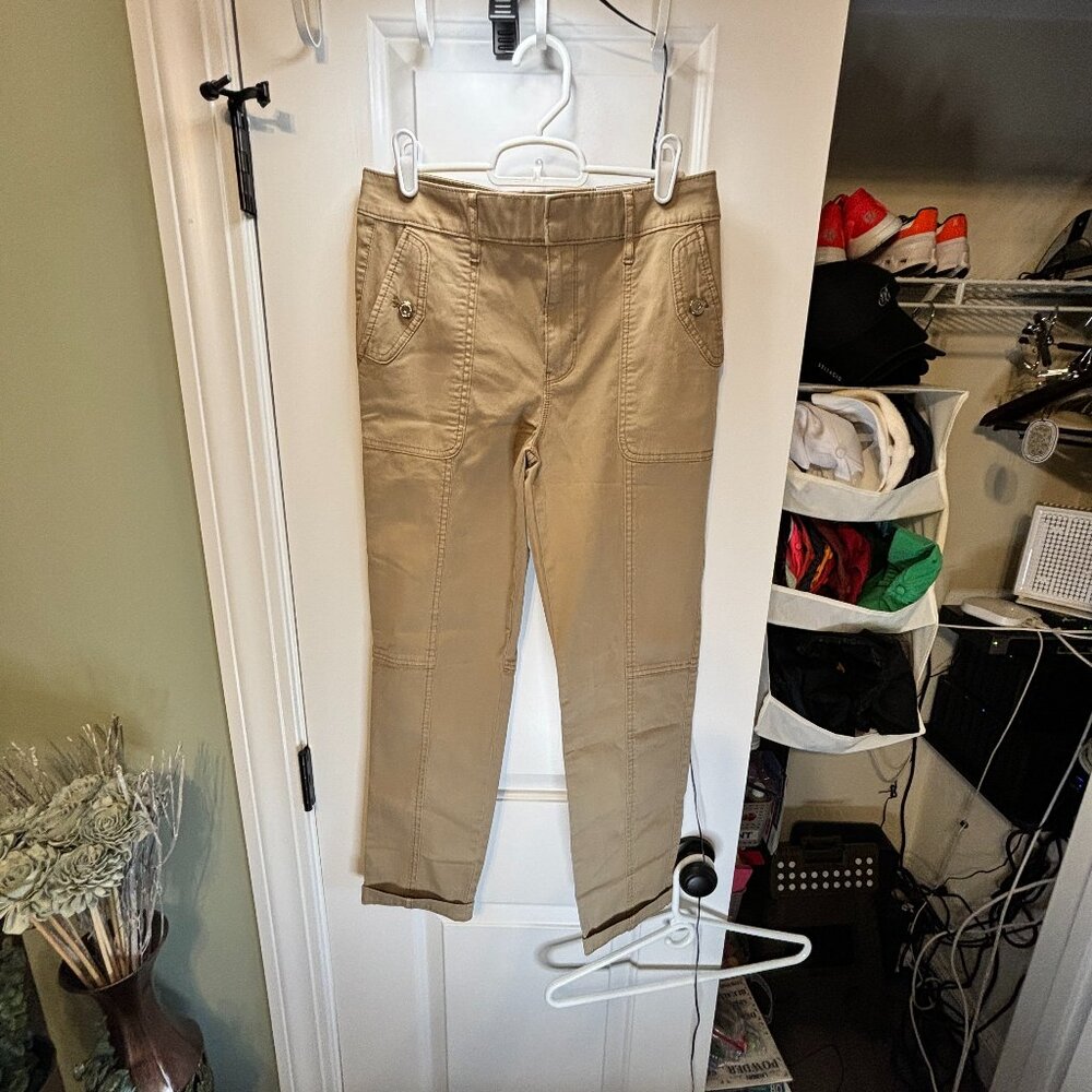 White House Black Market Women's Cropped Tan Stretch Pants